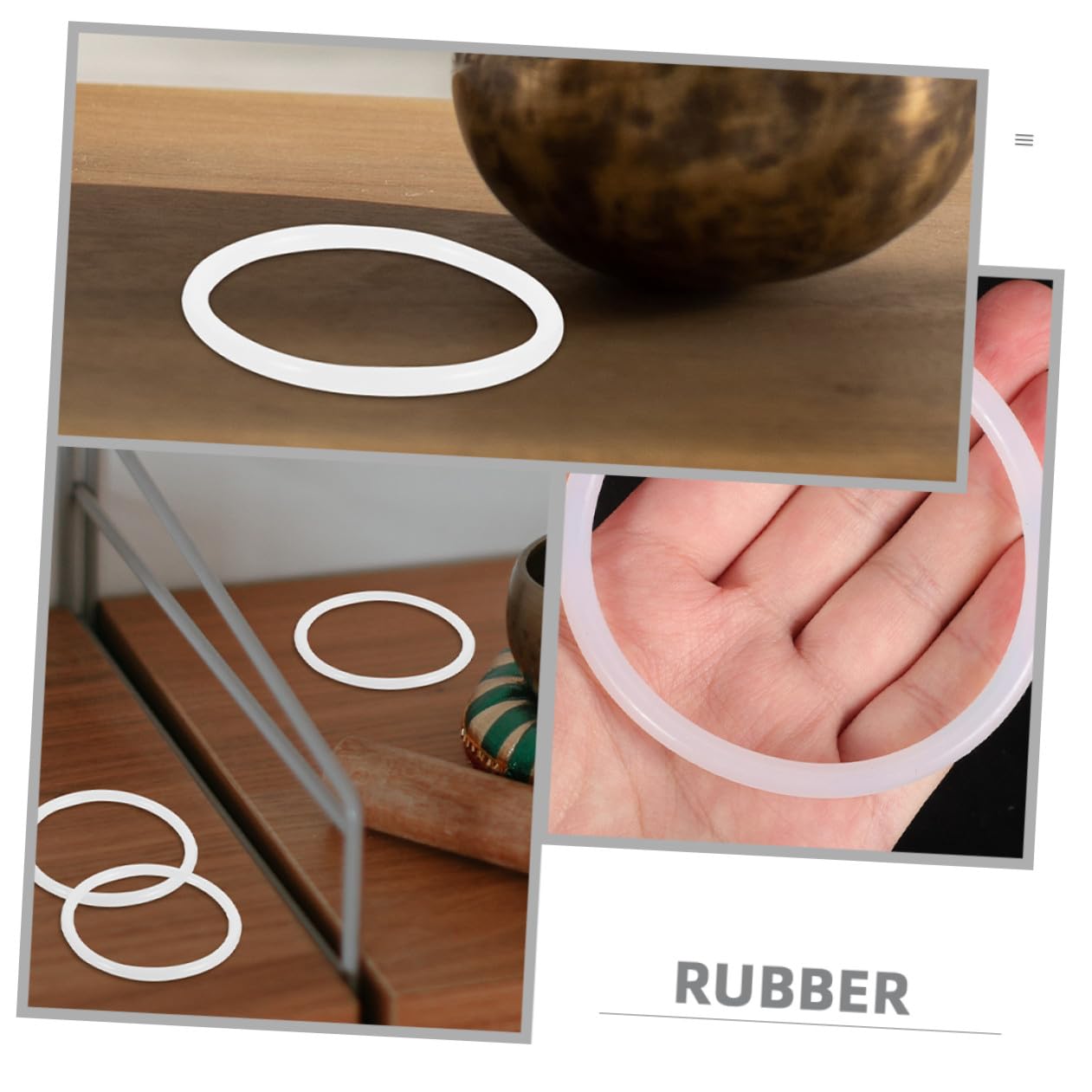 Anneaux en Caoutchouc pour Bols Chantants en Cristal 3pcs, Joints Toriques Confortables et Faciles à Entretenir pour Yoga et Décoration Artisanale