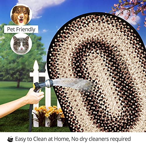 Homespice Black Mist Small Braided Rugs 20X30 Oval, The Perfect Black Bathroom Rug, Black Kitchen Rug And Entrance Rug #TOP2