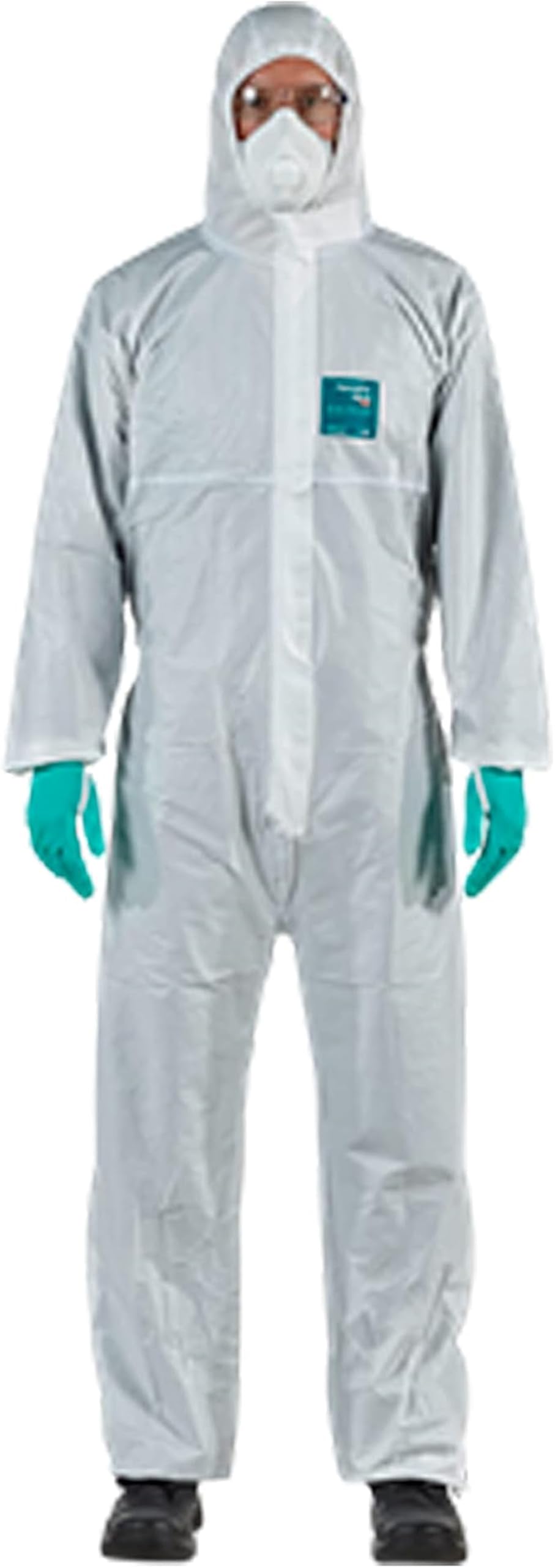 Hazmat Suits Hooded Coverall, Bound, Elastic, (750 PC, 30 Cases,1Pallet) Full Body Clothing with Hood (750, Small)