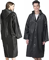Vista 2 de Poncho de lluvia para adulto, paquete de 2 impermeables reutilizables de emergencia con capucha y cordón