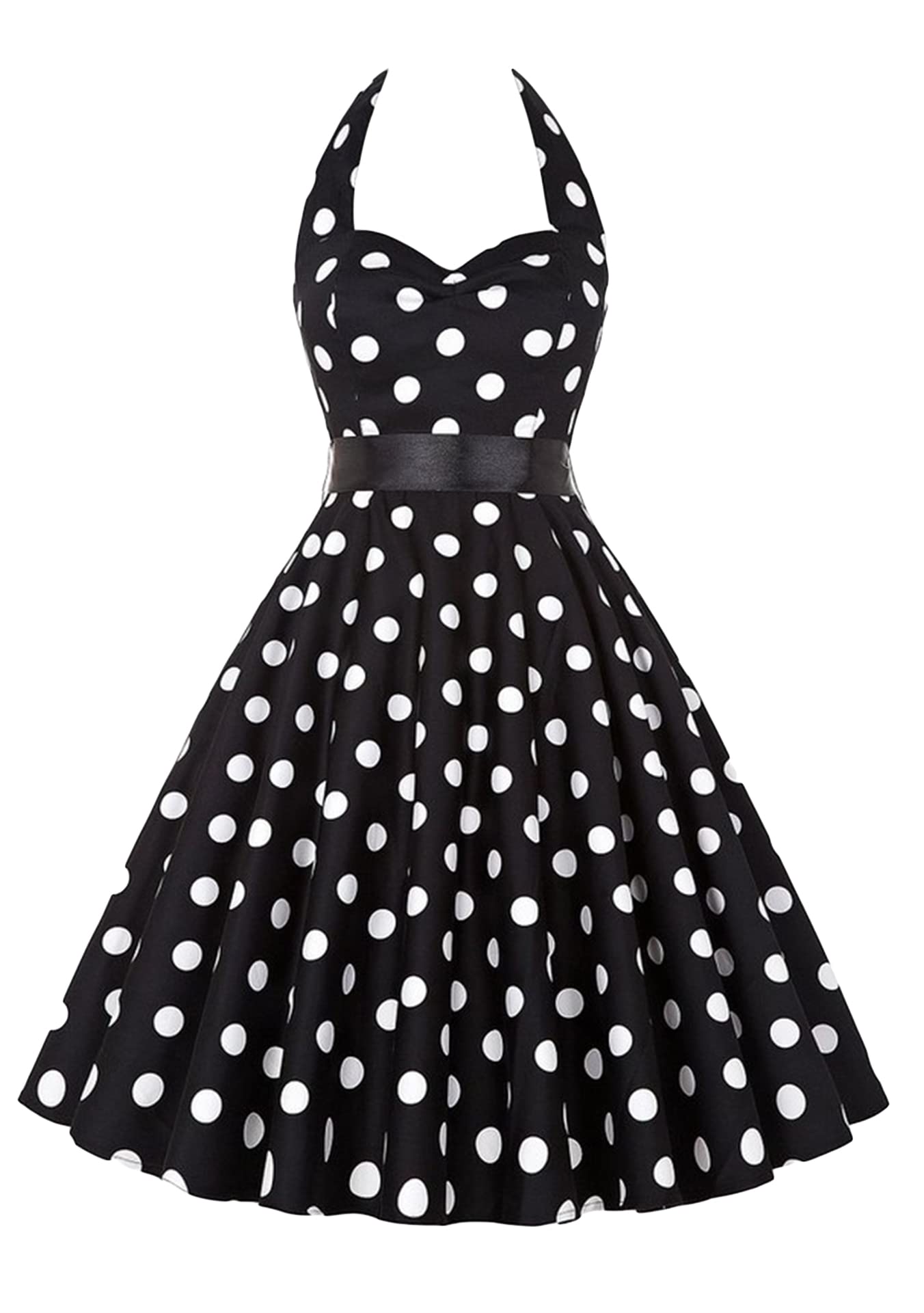 EFOFEI Women's Slim Fit Audrey Hepburn Dress Summer Vintage Sleeveless Dress Festival Party Halter Neck Dress