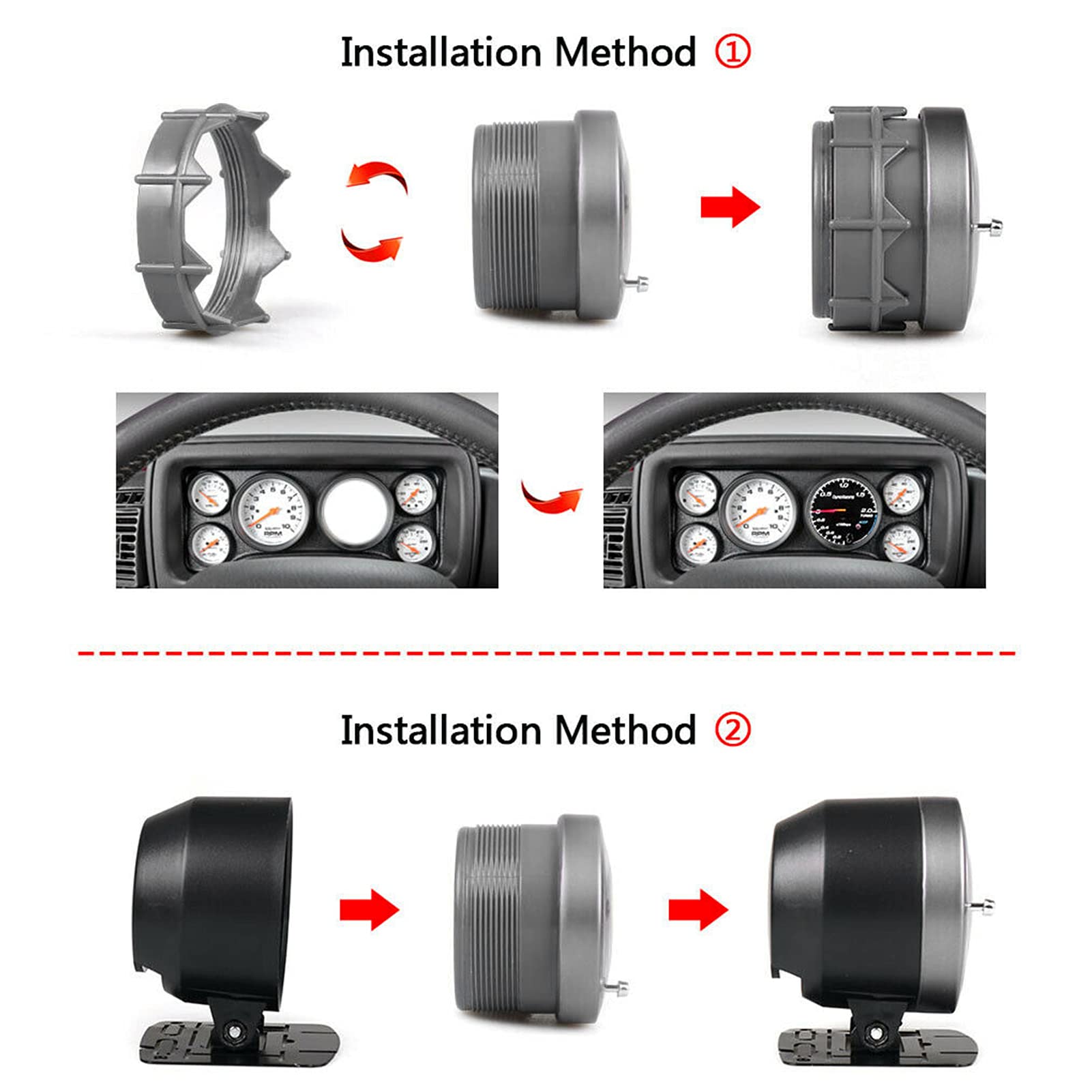 Pressione Turbo Auto 12V Misuratore Turbo Boost 60 mm/2,5 pollici 12 V manometro per aumento del turbo a LED universale - 30-202.5 Controllo indicatore LED a barre