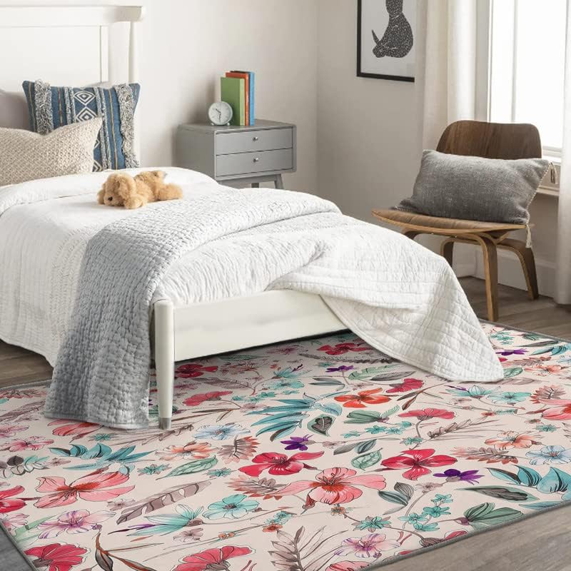 Miniatura 21 de Alfombras lavables para entrada, sala de estar, dormitorio, alfombra botánica y decoración del hogar, alfombra de área suculenta y floral de 2 x 3