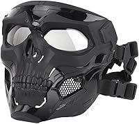 Vista 2 de Máscara táctica Máscara protectora de cara completa con gorro transparente Máscara de calavera Diseño de uso de doble modo Correa ajustable