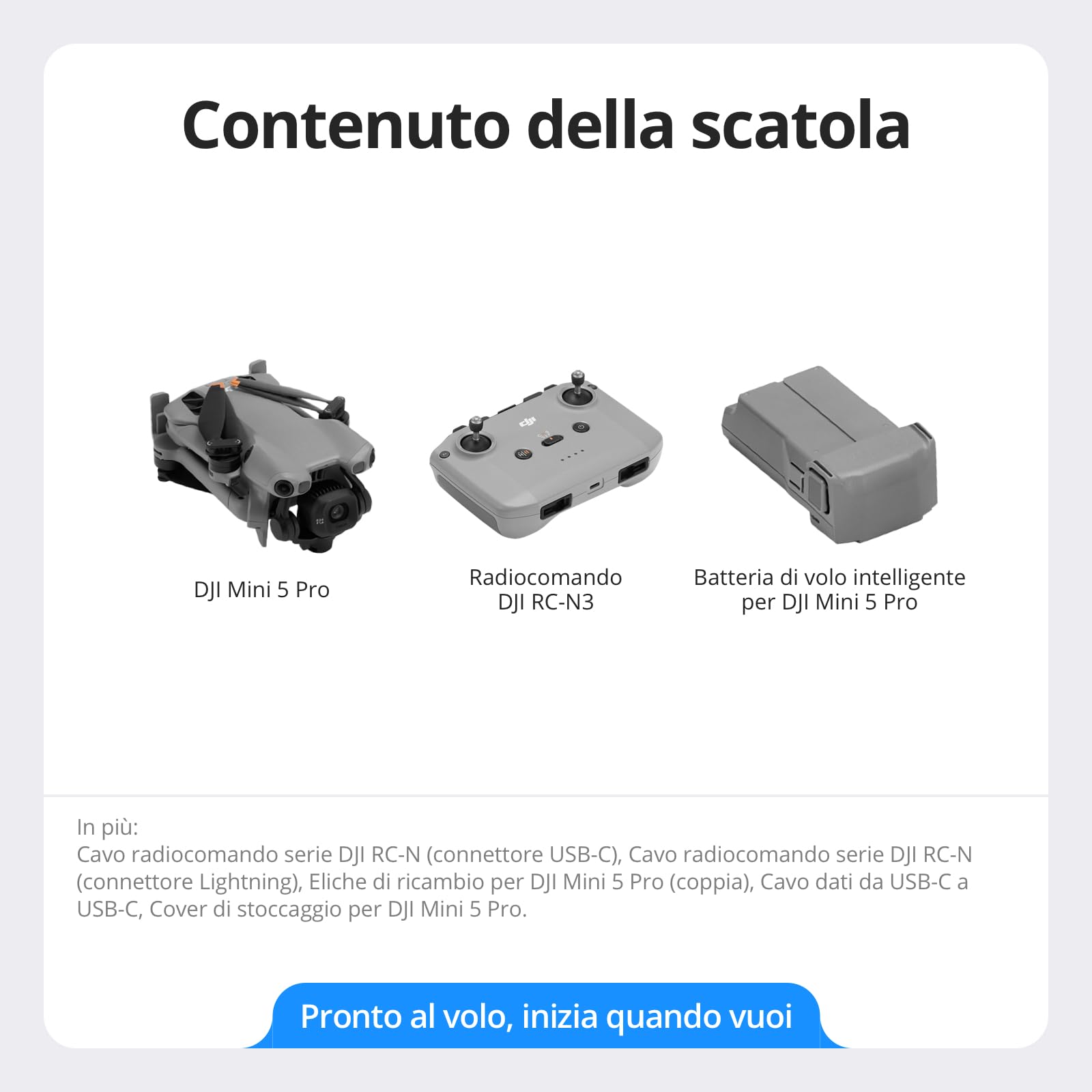 DJI Mini 5 Pro, drone ultraleggero e pieghevole con fotocamera, CMOS da 1 pollice, rilevamento omnidirezionale degli ostacoli, ActiveTrack 360°, drone 4K per principianti, C0 (Mini 5 Pro)