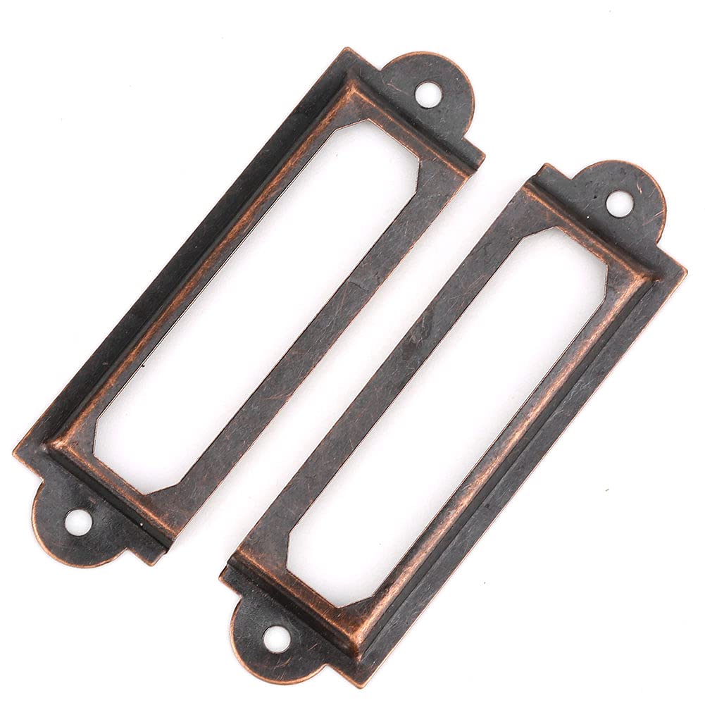 Akozon 20 szt. Metalowy uchwyt na etykietę, mosiężny posąg feniksa o wysokiej twardości dobry połysk metalowa ramka nazwa etykiety etykiety retro znaki szuflady półka uwaga akcesoria czerwony brąz