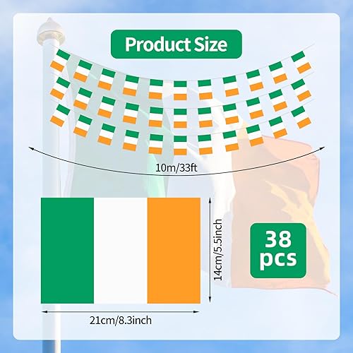 Miniatura 9 de Banderín rectangular de 32.8 pies, 38 unidades, bandera italiana, mini bandera italiana colgante, banderas verdes, blancas y rojas, pancarta para
