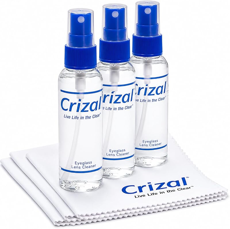 Eyeglass Cleaner Kit | 6-Pack with Lens Cleaner Spray & Premium Microfiber Cleaning Cloth | Designed & Tested by Crizal® | Safe for Advanced AR & Anti-Reflective Lens Coatings