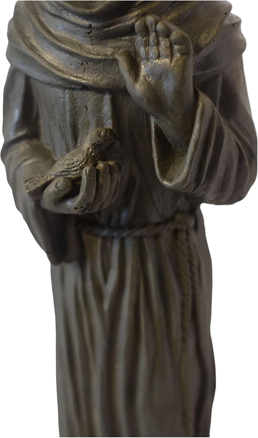 St Francis on Rock Base Stone Statue 25in Tall Sculpture Slate Color