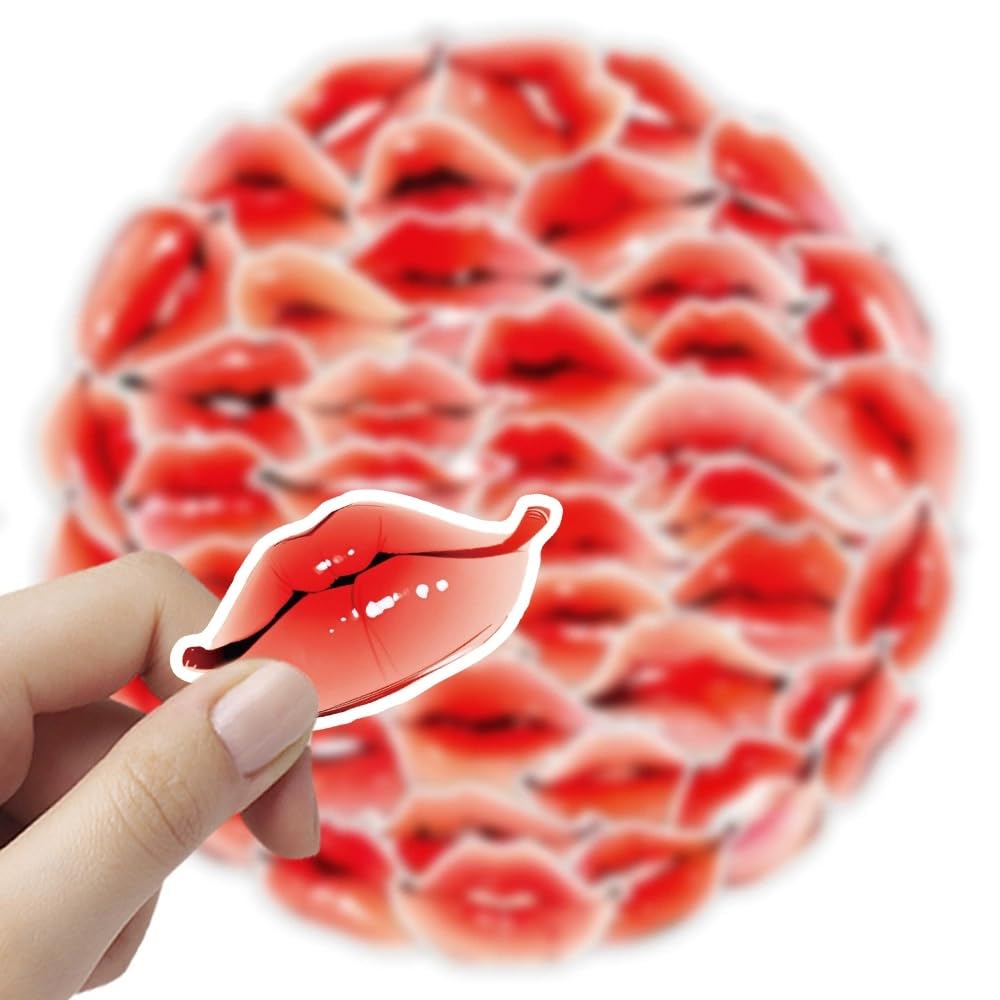 Lip Stickers for Laptop(50 PCS),Gift for Children Teens Adults Girl Boys,Lip Waterproof Stickers for Skateboard,Scrapbook,Bike,Phone,Computer,Luggage Water Bottle Guitar - Image 3