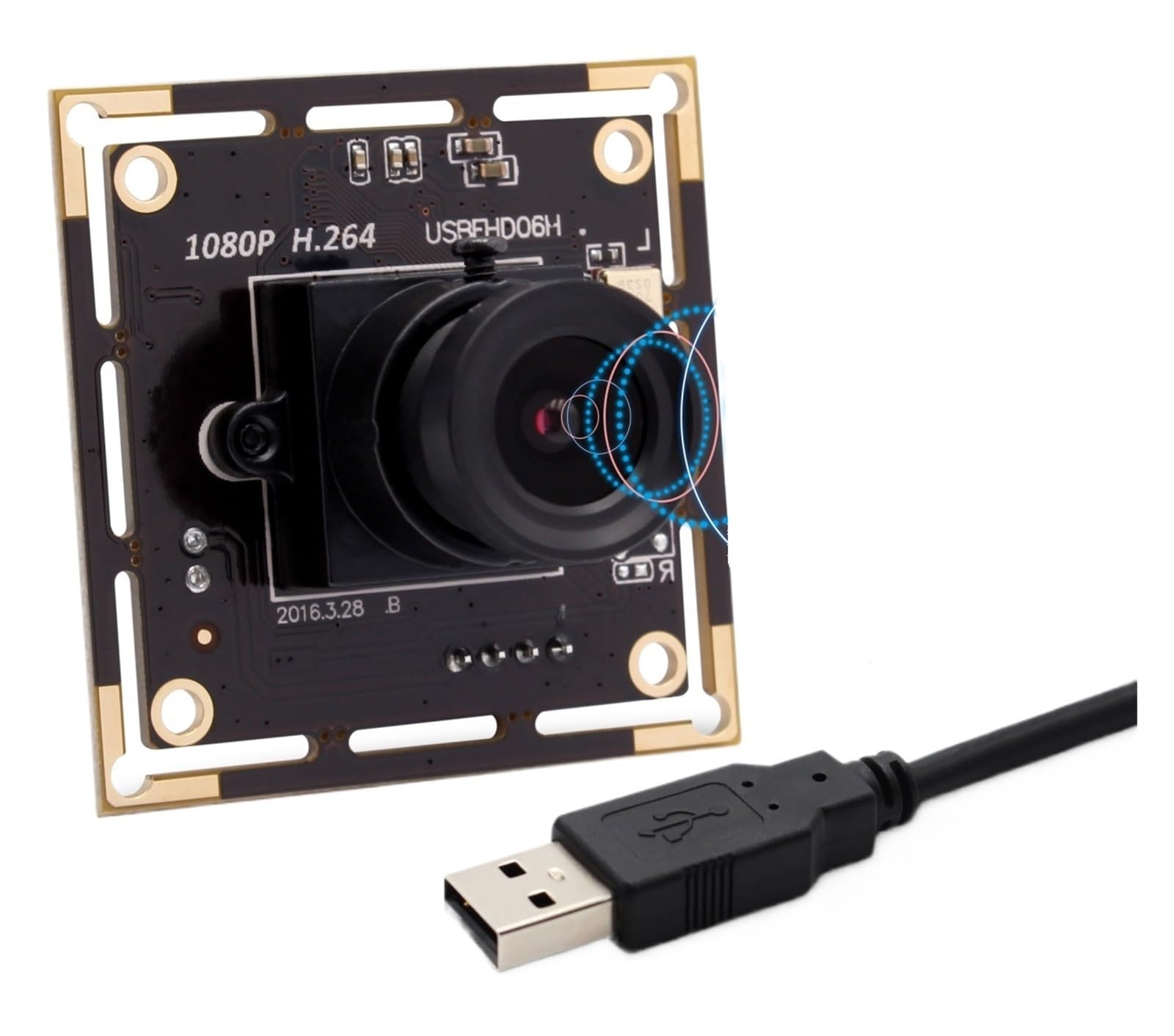 1080P Full HD IMX323 Low Illumination 0.01Lux CMOS H.264 AEC AEB AGC CCTV PCB Board USB Data Camera Module with Microphone(16mm,1m Cable)-image-15