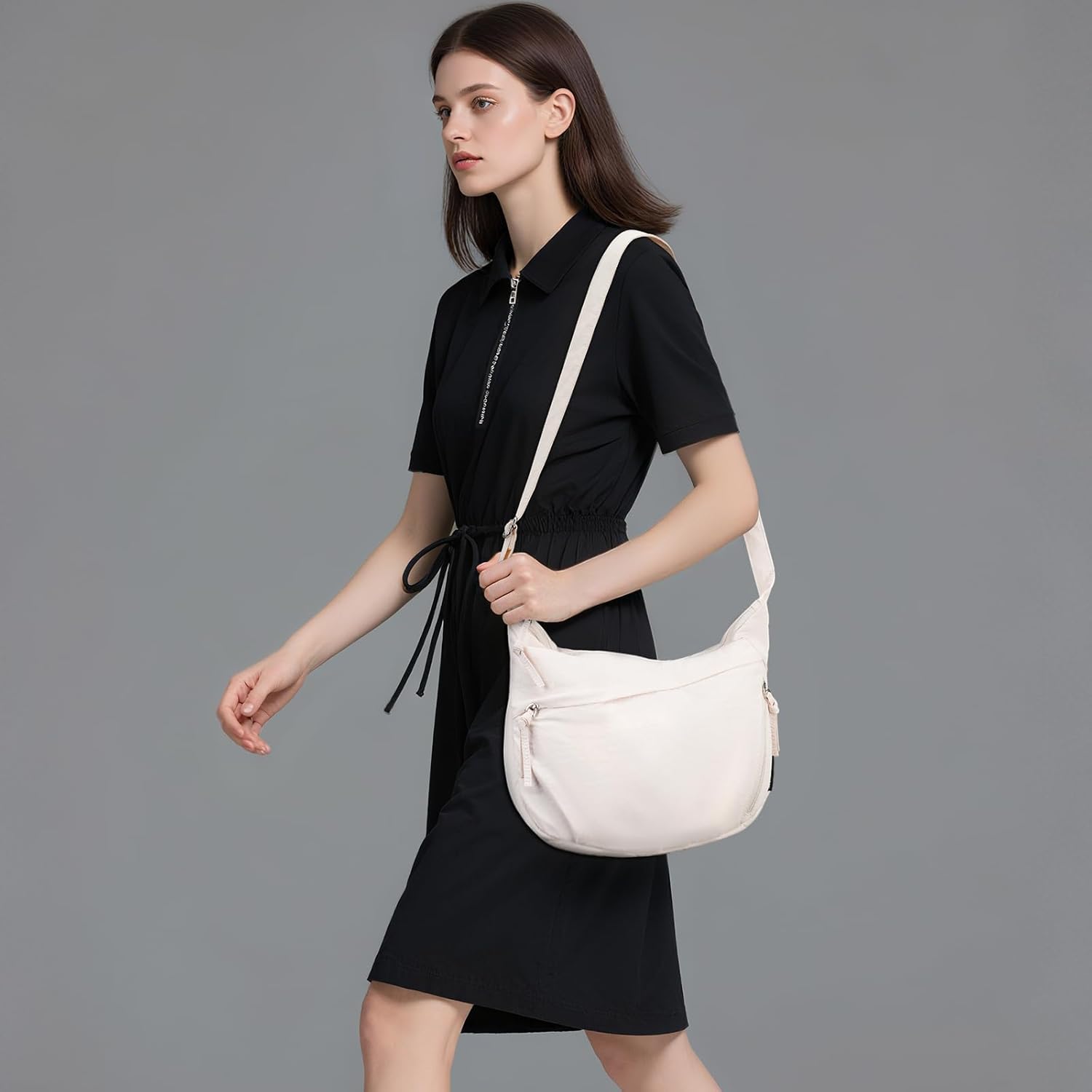 Polyester Crescent Casual Crossbody Bag for Women, Shoulder Tote Handbag Sling Dumpling Purse Bag for Outdoor Travel - Image 2