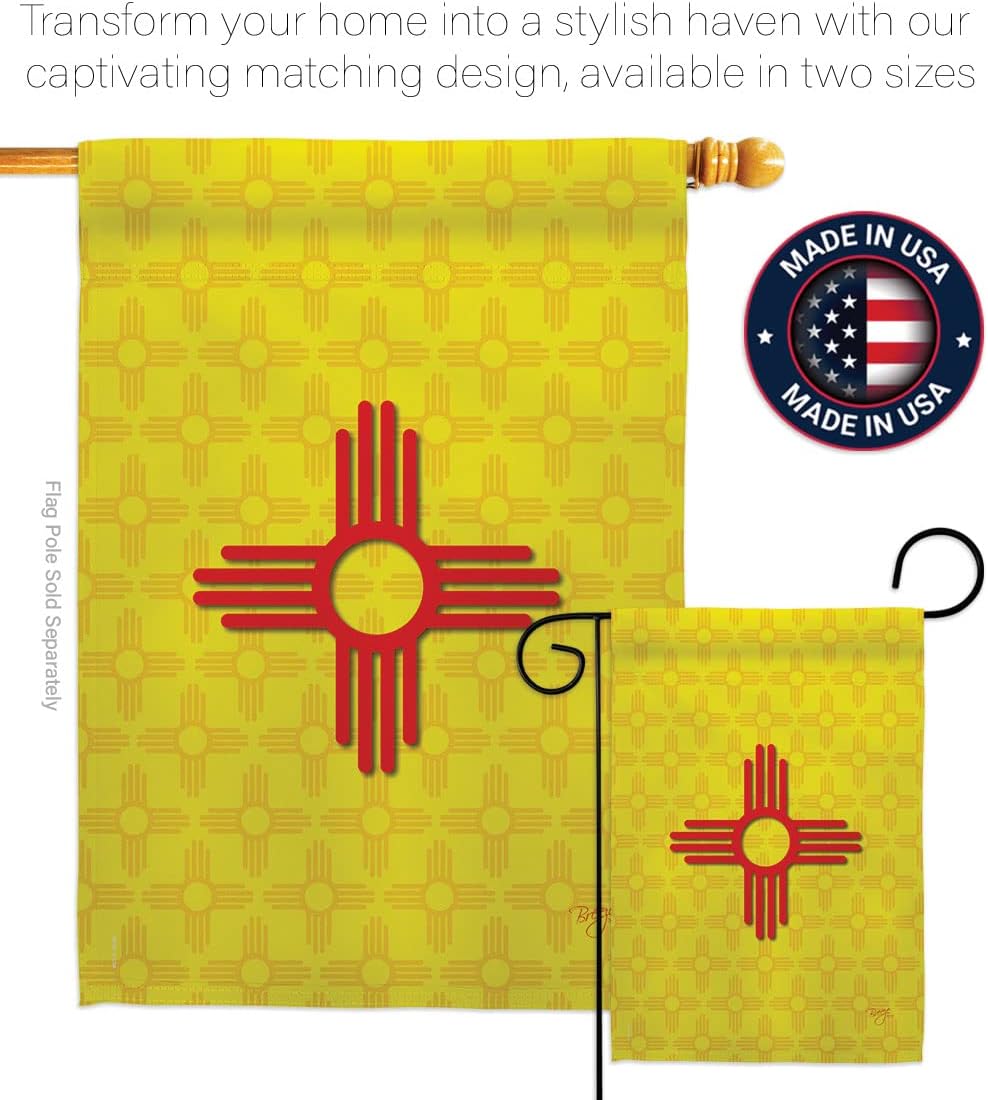 Breeze Decor H108073 New Mexico Americana States Double Side Decorative House Flag, 28" x 40", Multicolor