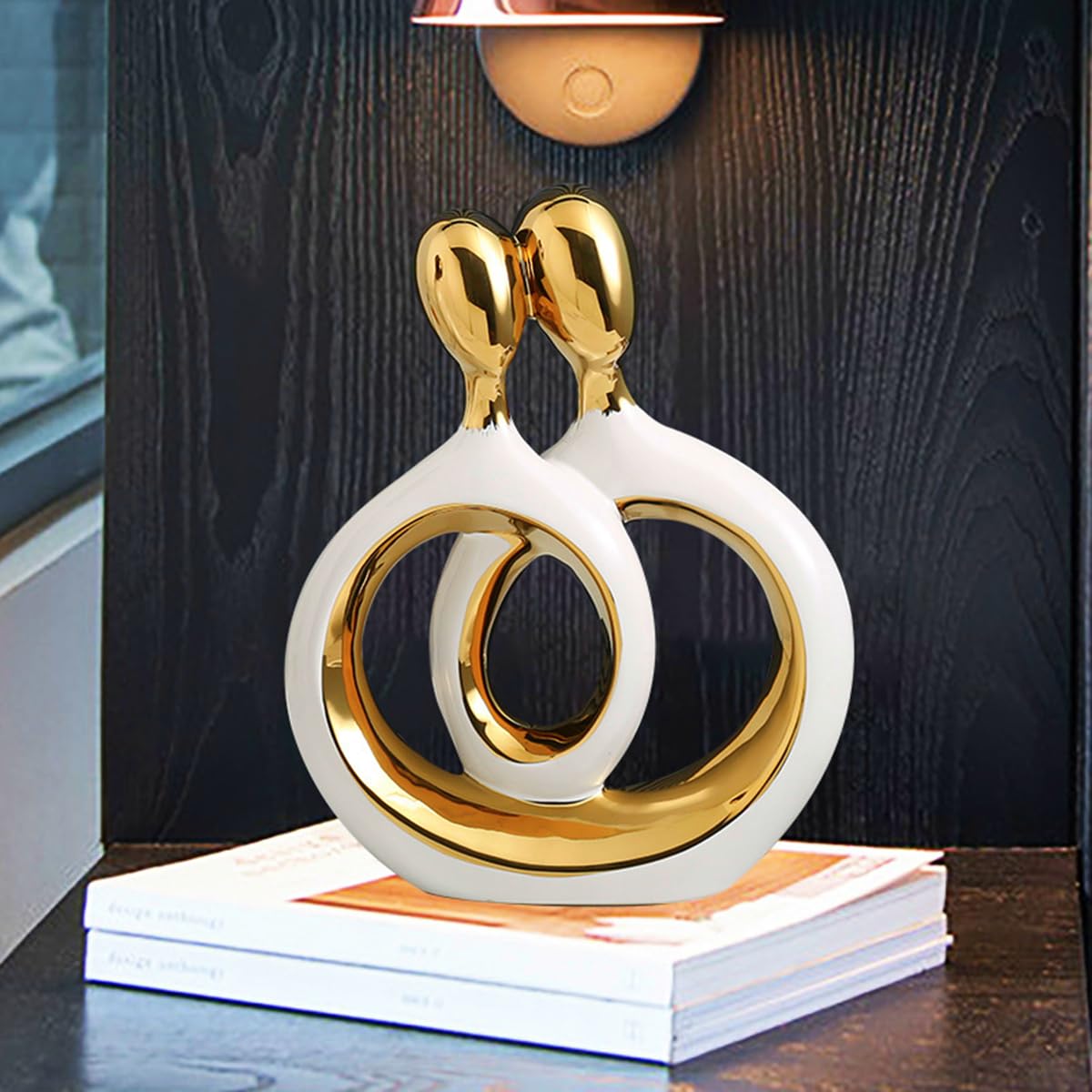 ArtsPavilion Étreindre Couple Sculptures en céramique, Cadeau de Couple for Couple, Statue d'amour Romantique Moderne for la bibliothèque de Bureau décorations de Bureau Sculpture (Color : C