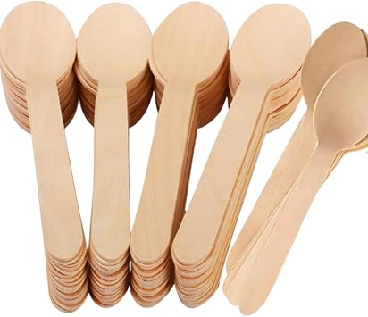 Disposable Wooden Spoons Recycling Wood Utensils Disposable Cutlery Spoon for Eating, Outdoor Camping, Party, Picnics, Weddings, Dinner Events6.2", 100PCS