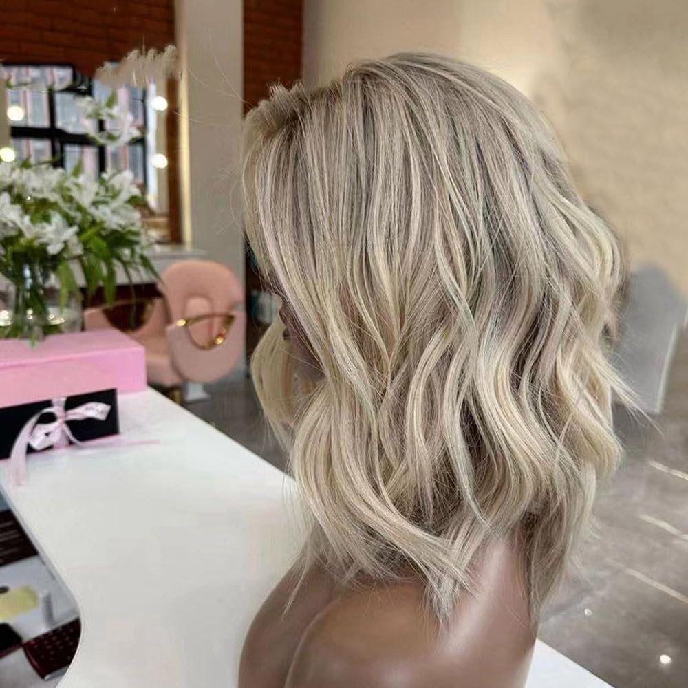 Amazon.com : Short Bob Wig Side Part 13x6 Blonde Lace Front 