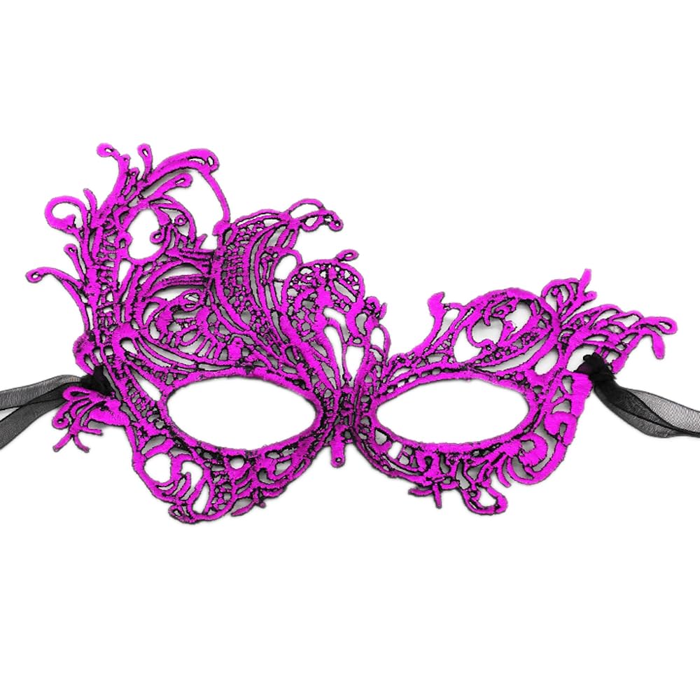 Wambere Purple Lace Masquerade Mask for Women - Carnival, Halloween, Dance, Ball, Party, Cosplay & Prom Accessory