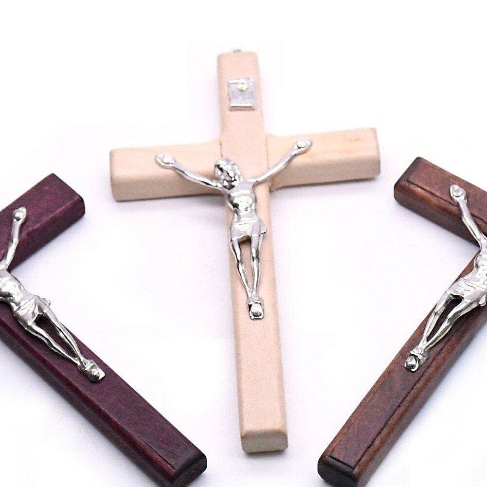 Croce Da Parete In Legno Artigianale Con Design Antico | 7x12 Cm, Crocifisso Con Foro Per Appenderlo, Decorazione Fede Per Casa E Chiesa