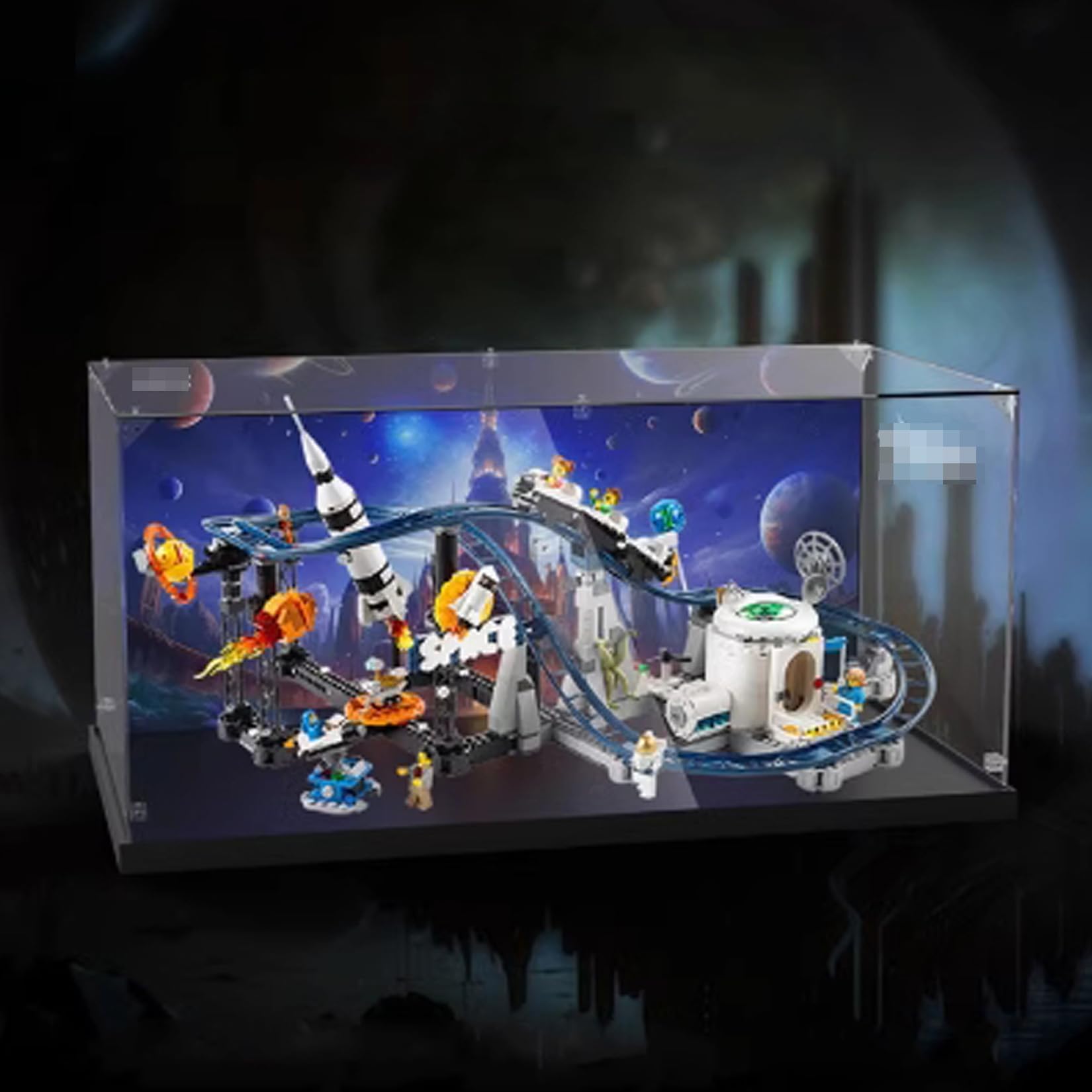 Acrylic Display Box for Lego 31142 Space Roller Coaster Model, Transparent Dustproof Display Box, Storage Box, Compatible with Lego 31142 Construction kit (Model Not Included) (Backgrounds 3mm)