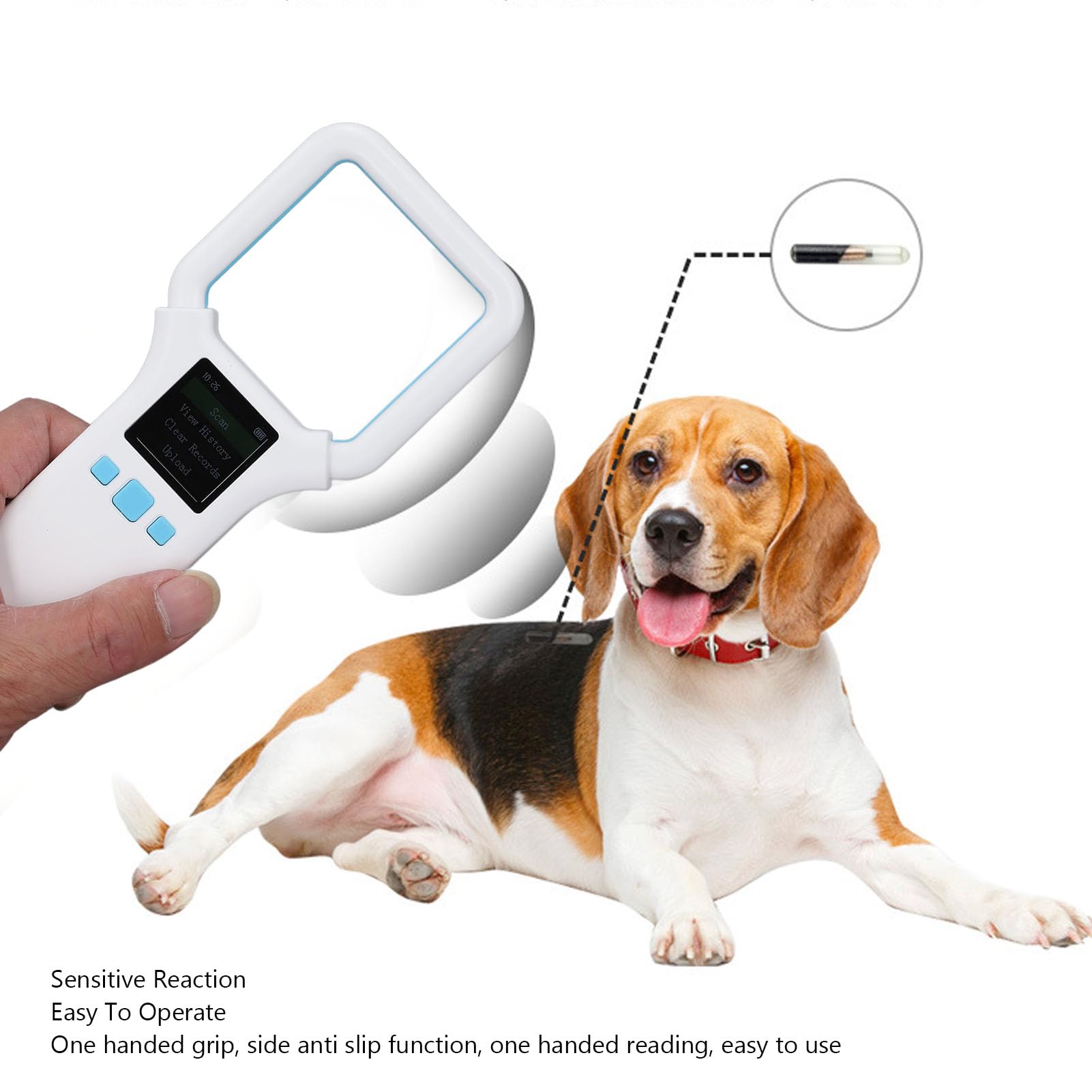 Scanner per Chip per Animali Domestici, Lettore di Etichette per Animali Scanner per Microchip Scanner per Chip per Cani 134.2khz 125khz Lettore ID Chip per Animali RFID Wireless