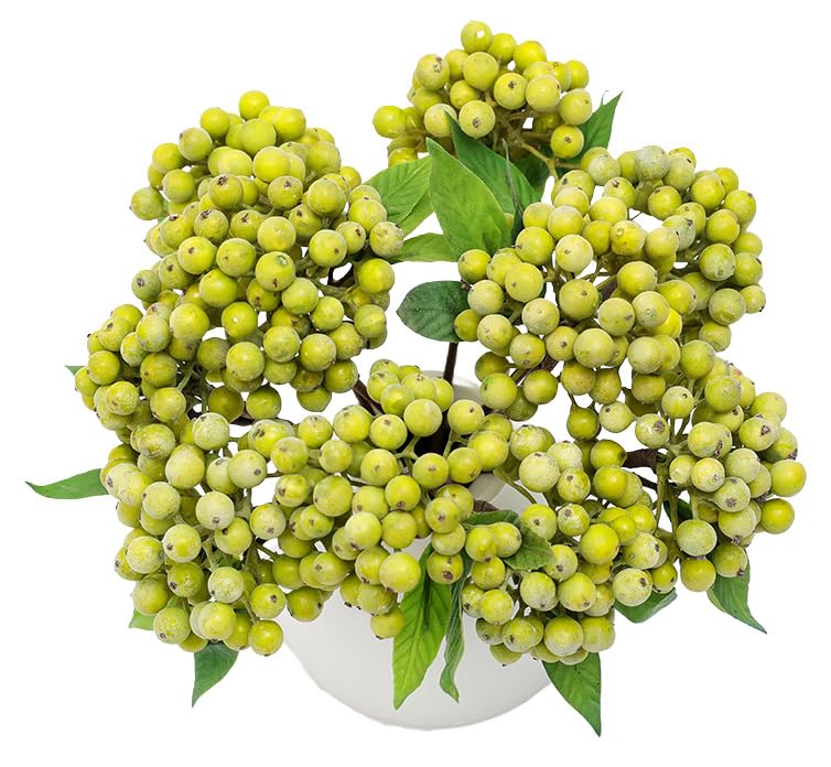 Maimeili 8 Pack Green Natural Artificial Holly Berries Wire Stems for Christmas Tree Decorations Wreath Craft Use Wedding Party Favor Home Bathroom Table Vase Filler
