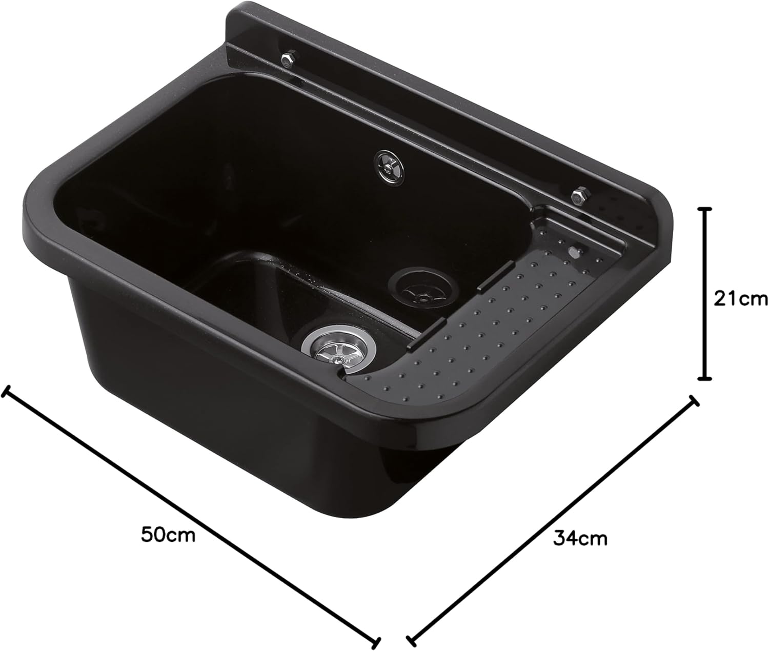 Negrari 2051NAM Wall-Mounted Resin Sink with dimensions
