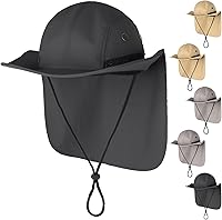 Vista 15 de Therwen 6 sombreros de sol unisex para hombres y mujeres, sombrero de safari de ala ancha, protección solar UV con solapa para el cuello