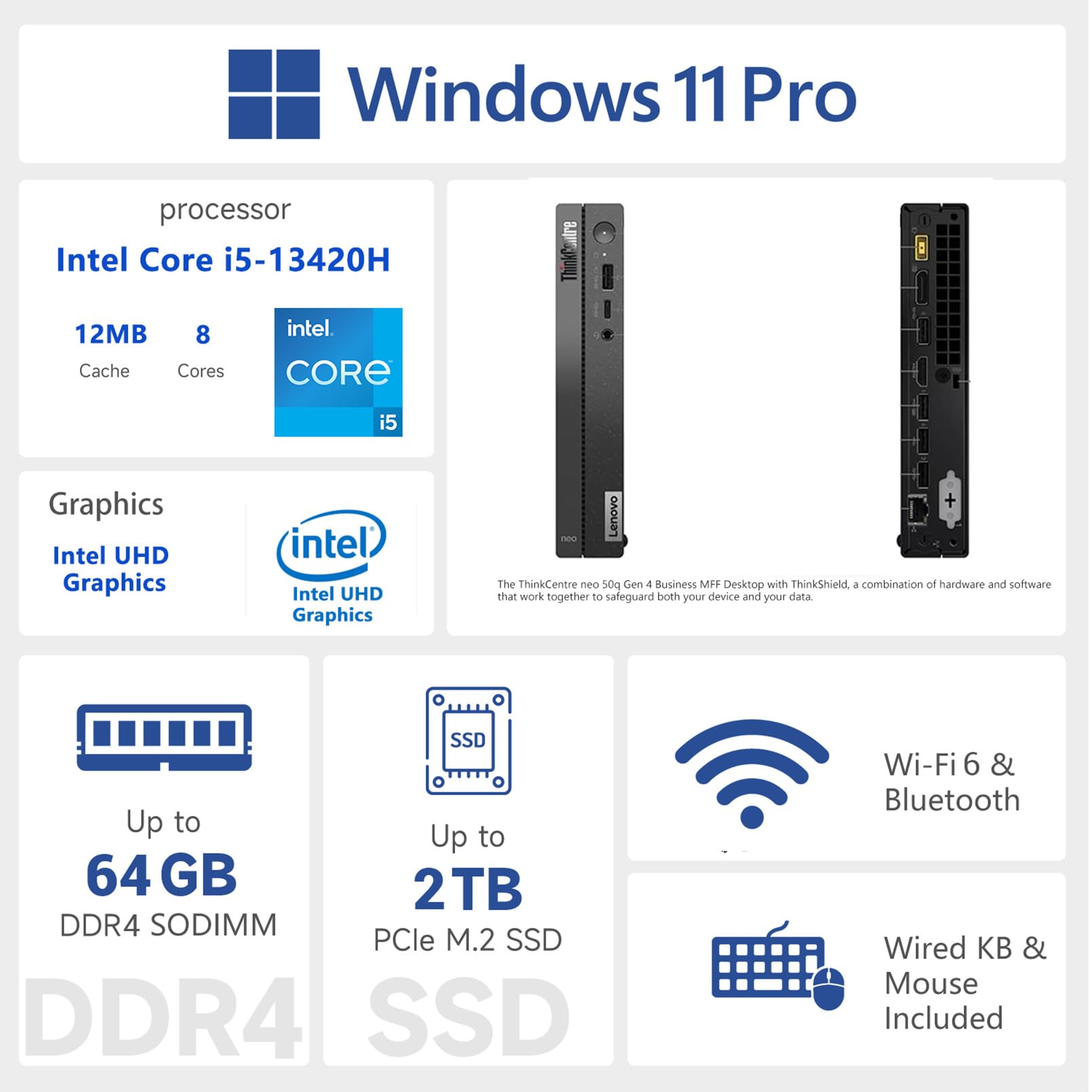 Amazon.com: Lenovo ThinkCentre neo 50q Gen 4 Business MFF Desktop 