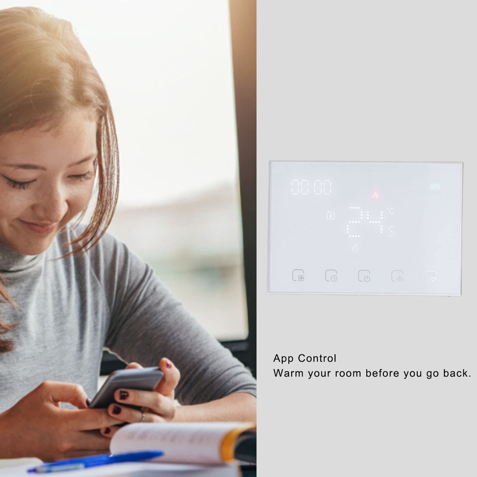 Termostat do podgrzewania wody Ekran dotykowy WIFI Sterowanie głosem Bezprzewodowy termostat Programowanie czasu USB 95 230 V Inteligentny termostat domowy do systemów