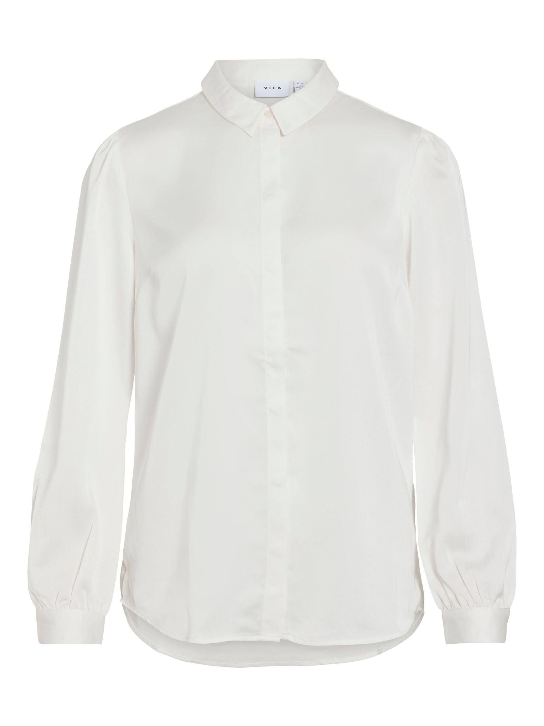 Vila Women's Snow White Viellette Satin L/S Shirt/Su - Noos Blouse, 36