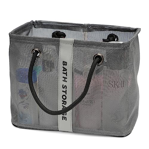 TOPASION Bath Storage Shower Caddy Organizer for Bathroom, College Dorm, Camp, Gym (Small Grey)