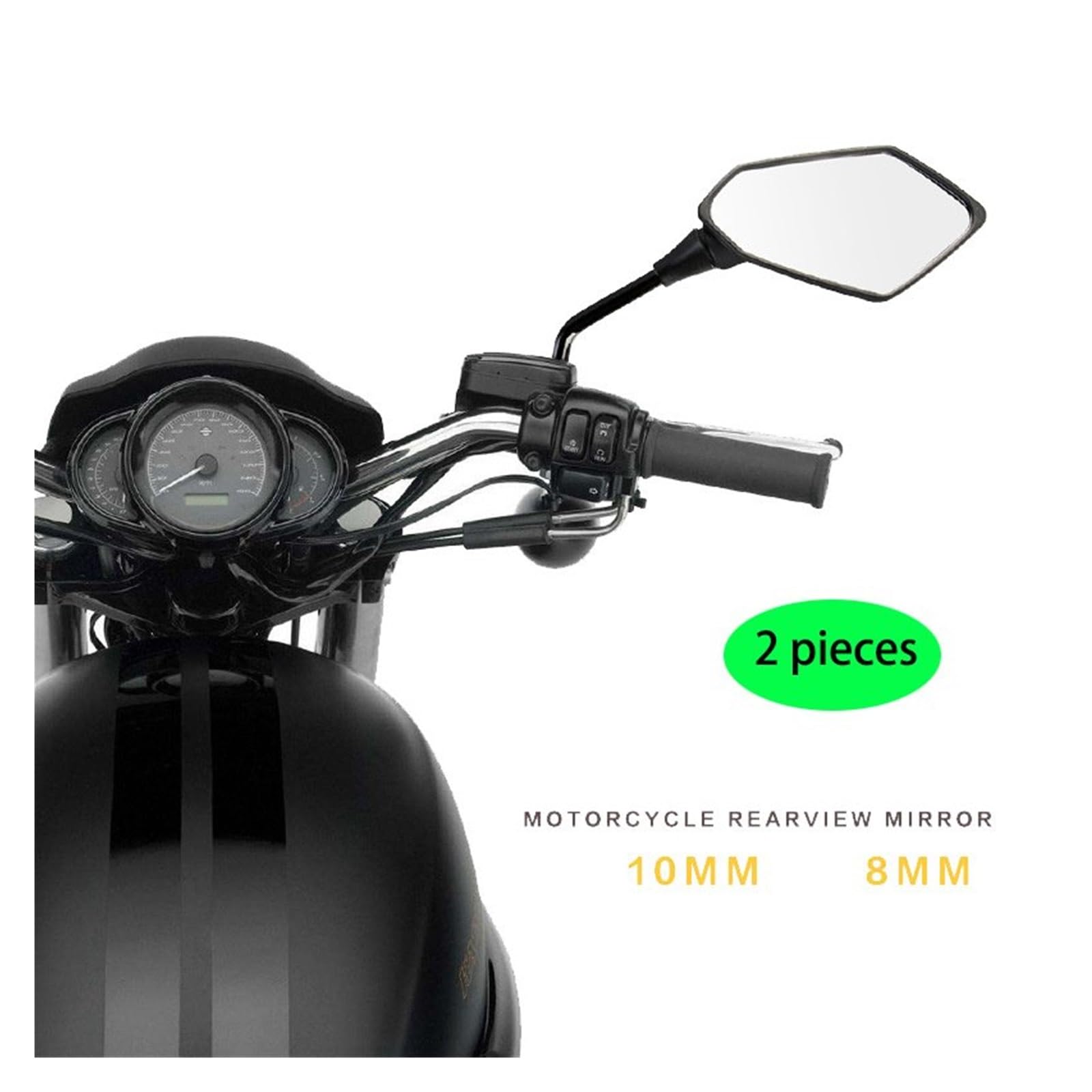 Specchietto retrovisore Universale per Moto, 8 mm, 10 mm, per Scooter e Bici elettriche, 2 Pezzi/Coppia, Convesso Posteriore, per Bici elettriche.