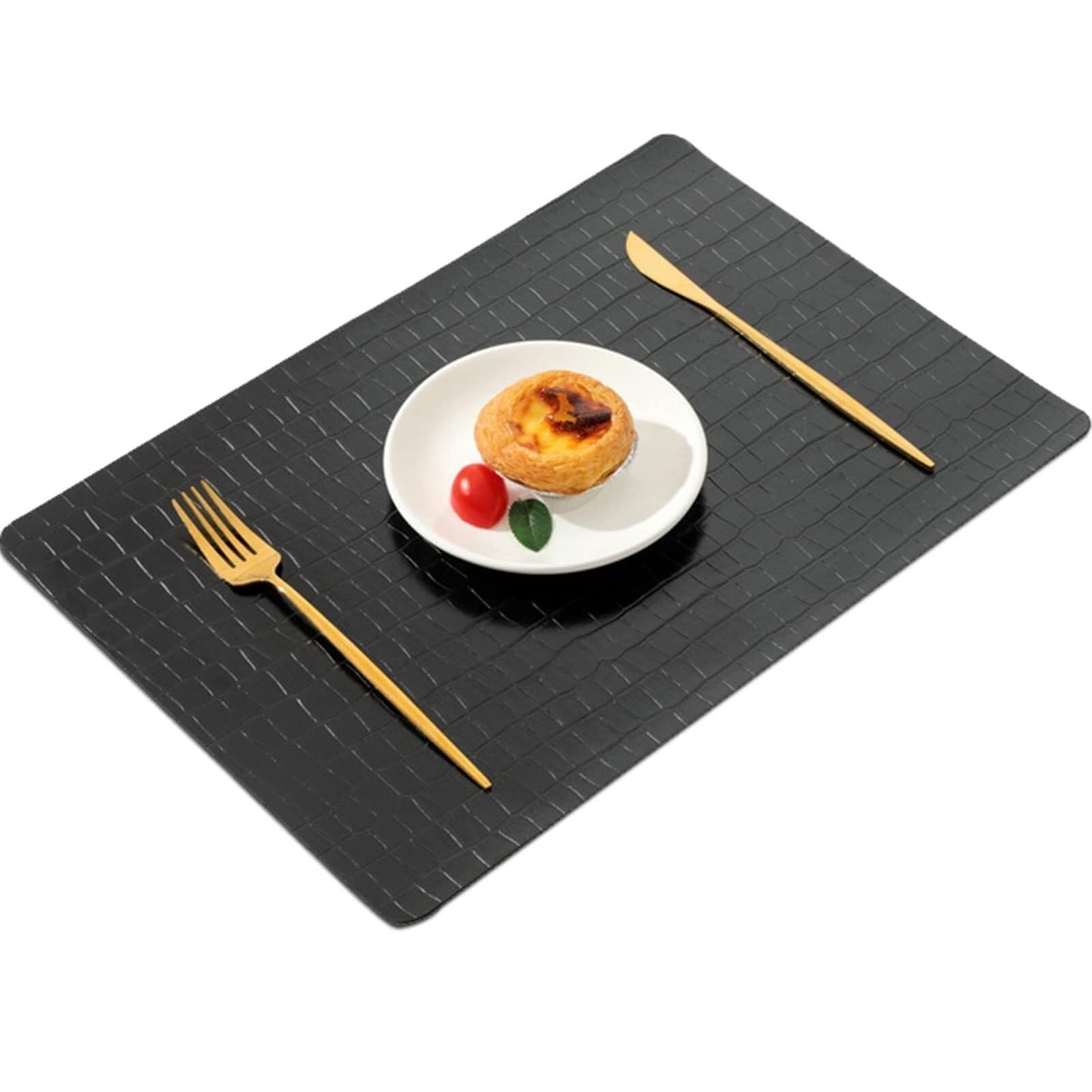 Salvamanteles Salvamanteles, Manteles Individuales de Piel sintética, Lavables y Resistentes al Calor, Multicolor, 43 x 30 cm, Paquete de 4-8(Black,Set of 6)