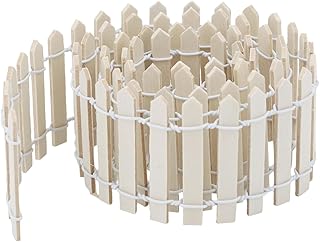 Mini Fairy Garden Fence, 35.43in Long Wooden Decorative Picket Fence Micro Landscape Ornaments for Dollhouse Crafts Diorama Project Plant Pot Decoration (Wood Color)