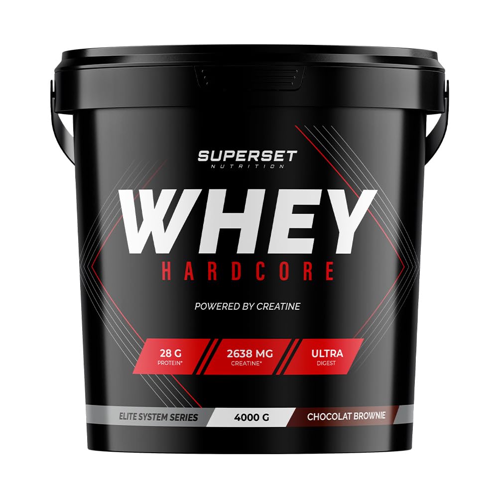 Superset Nutrition | Whey Hardcore (4kg) | Whey protéine | Whey technique pour renforcer la masse maigre, la force et l'endurance - Brownie
