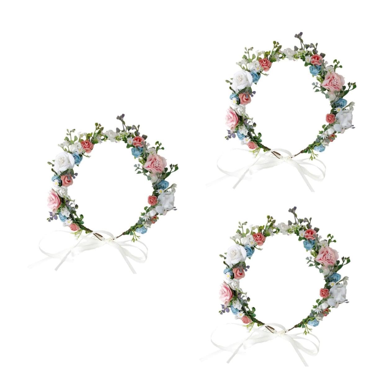 SHERCHPRY 3pezzi Flower Headband for Brides Wedding Floral Accessory for Ceremonies Parties and Photoshoots