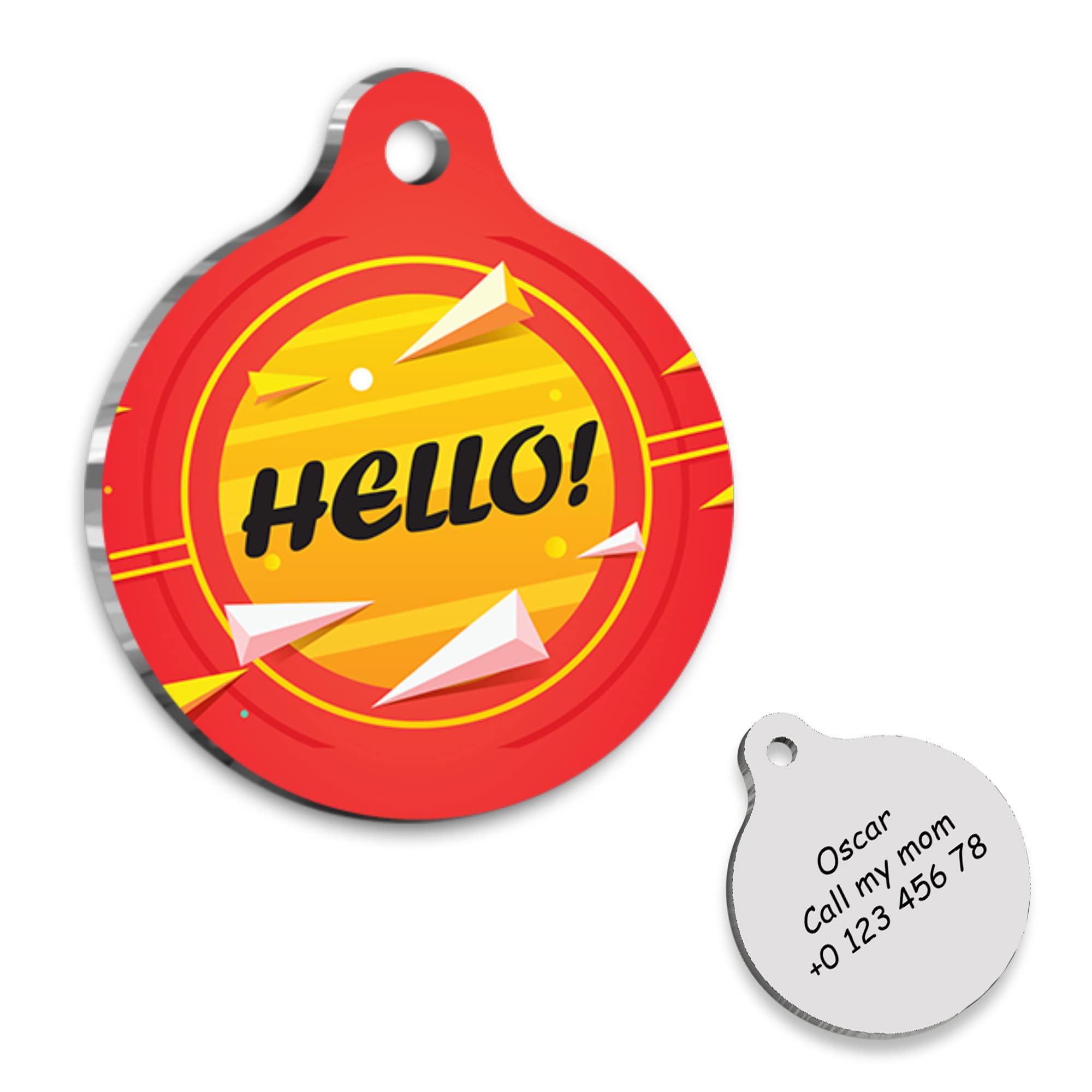 HELLO Personalized Dog Tag - Custom Name Tag - ID Tag for Dog & Cat - Customized Pet Tags - Dog & Cat Name id Tag - Dog Name Tag - Engraved Dog Tag