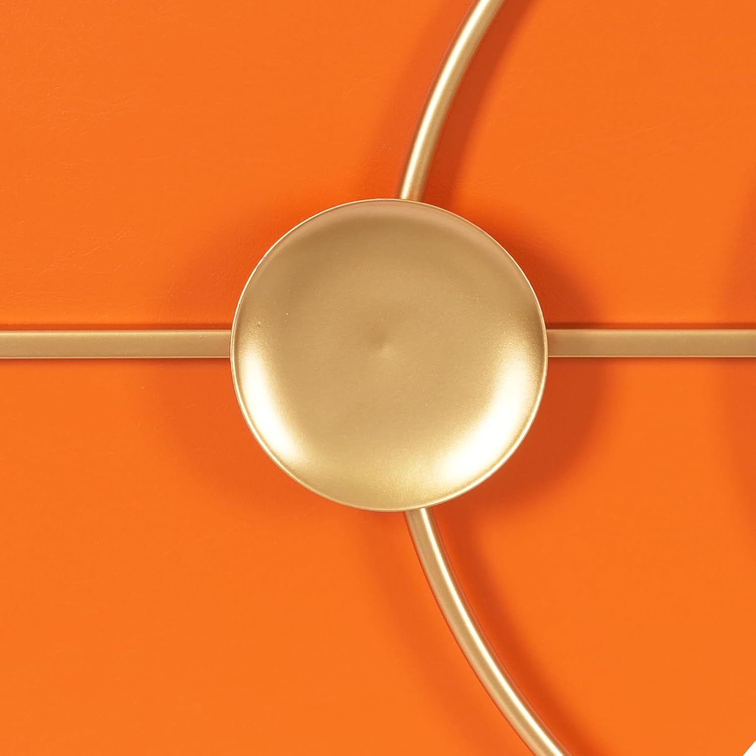 HANGKAI Modern Geometric Wall Clock, Gold and Orange Large Round Silent Non-Ticking Battery Operated Wall Clock, 31.5 Inch Contemporary Art Decor Clocks for Living Room, Home & Office