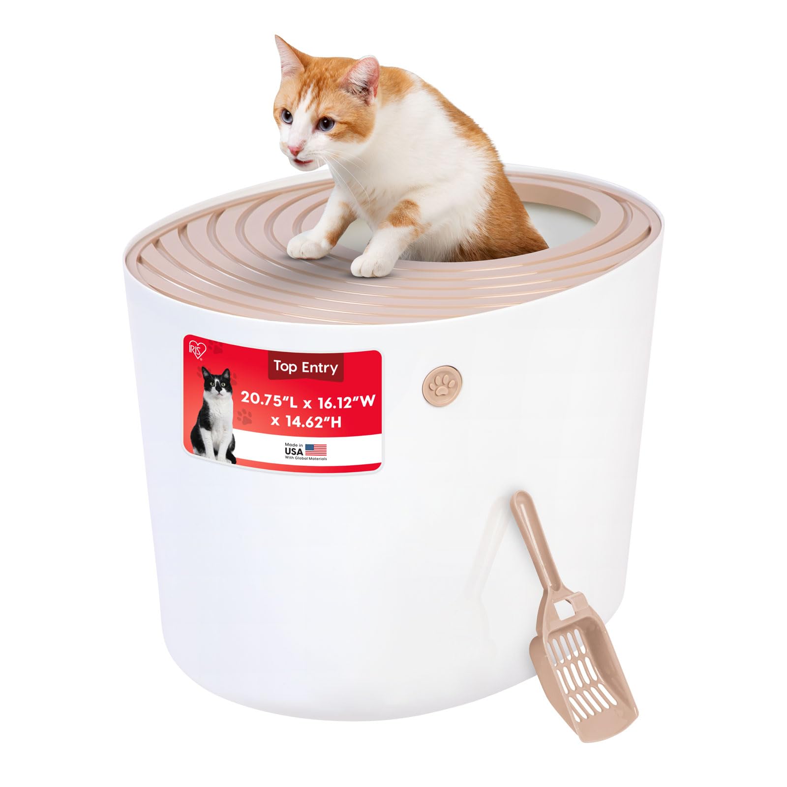 IRIS USA top entry litter box with lid and high sides