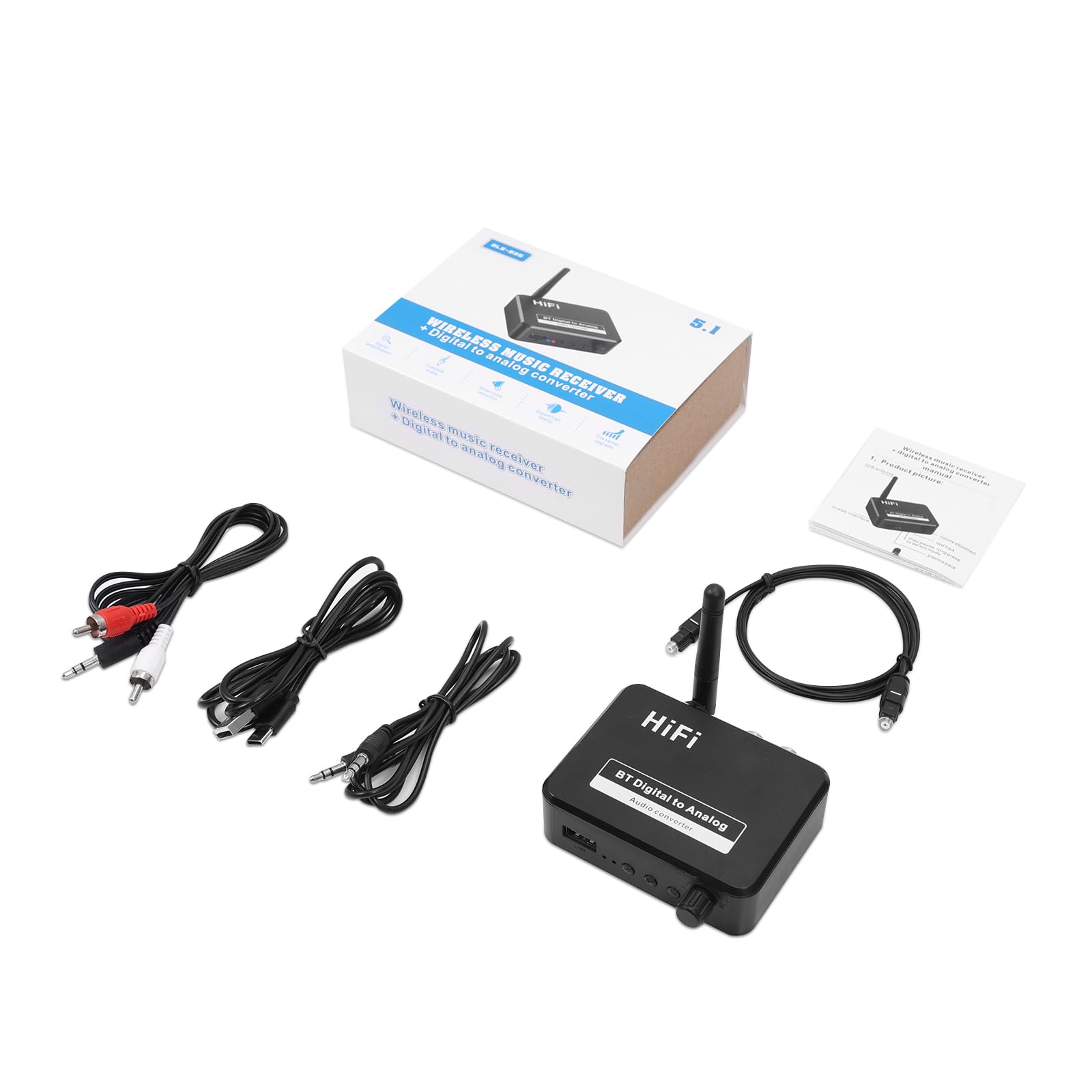 Adattatore audio Bluetooth 5.1, adattatore audio Bluetooth 3 in 1, supporta la trasmissione RCA e AUX, adatto per autoradio/vecchio impianto stereo, PC/TV