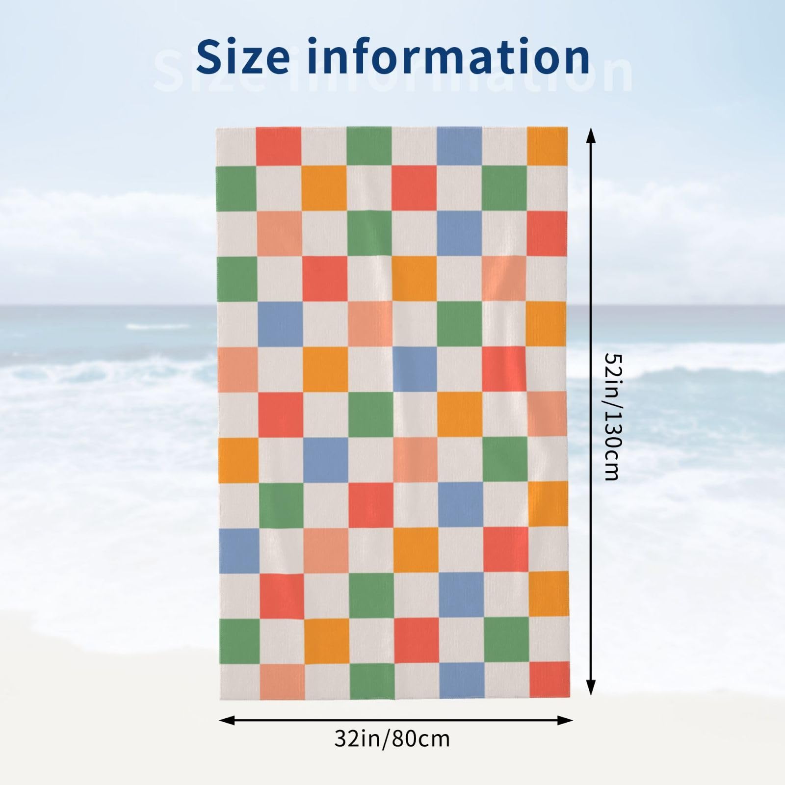 Amazon.com: VOOHDDY Checkered Retro Vintage 60s 70s Beach Towel  display picture 1
