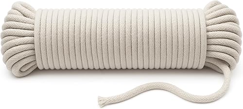 Miniatura 1 de Cuerda trenzada de algodón multiusos de 100 pies, de alta resistencia y excelente absorción de impactos, grosor de 0.236 in  Bueno para corbata,