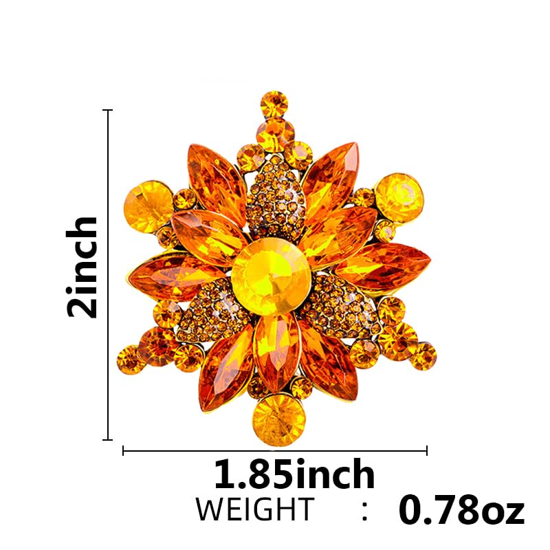 Image of Rhinestone Flower Brooch Pin for Women Red Black Purple Flower Broochs Pin Hat Christmas Brooch Jewelry