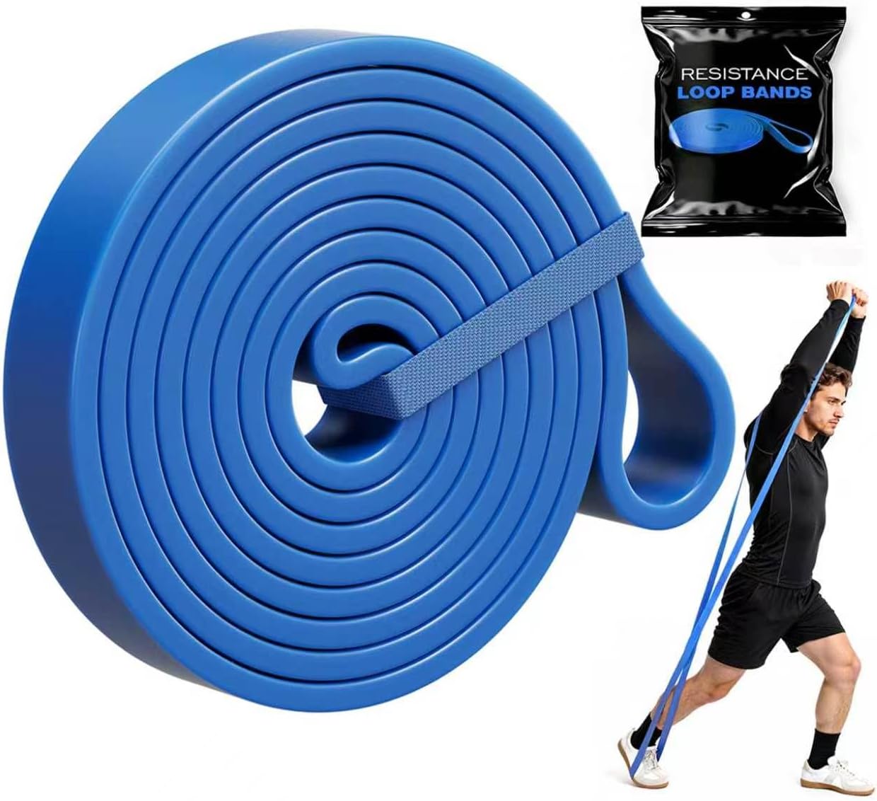 120-170lbs Blue Heavy Duty Resistance Loop & Resistance Bands for Men Women, Exercise Fitness Bands for Strength Training, Pull Up Assist, Yoga Stretch, Home Gym Workout, Physical Therapy