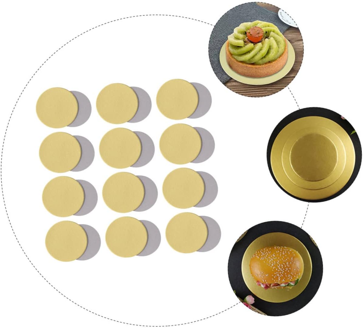 Cabilock 12pcs Gold Cake Boards 10inch 7mm Thick Multi-Tiered Cake Drums Food-Grade Paper Base for and Pastries