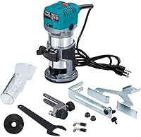 Vista 6 de Anesty Compact Router with Trimmer/Fixed Base, Variable Speed Trim Router Palm Router Laminate Trimmer, 1/4" 710W Electric Wood Router Tool Kit with