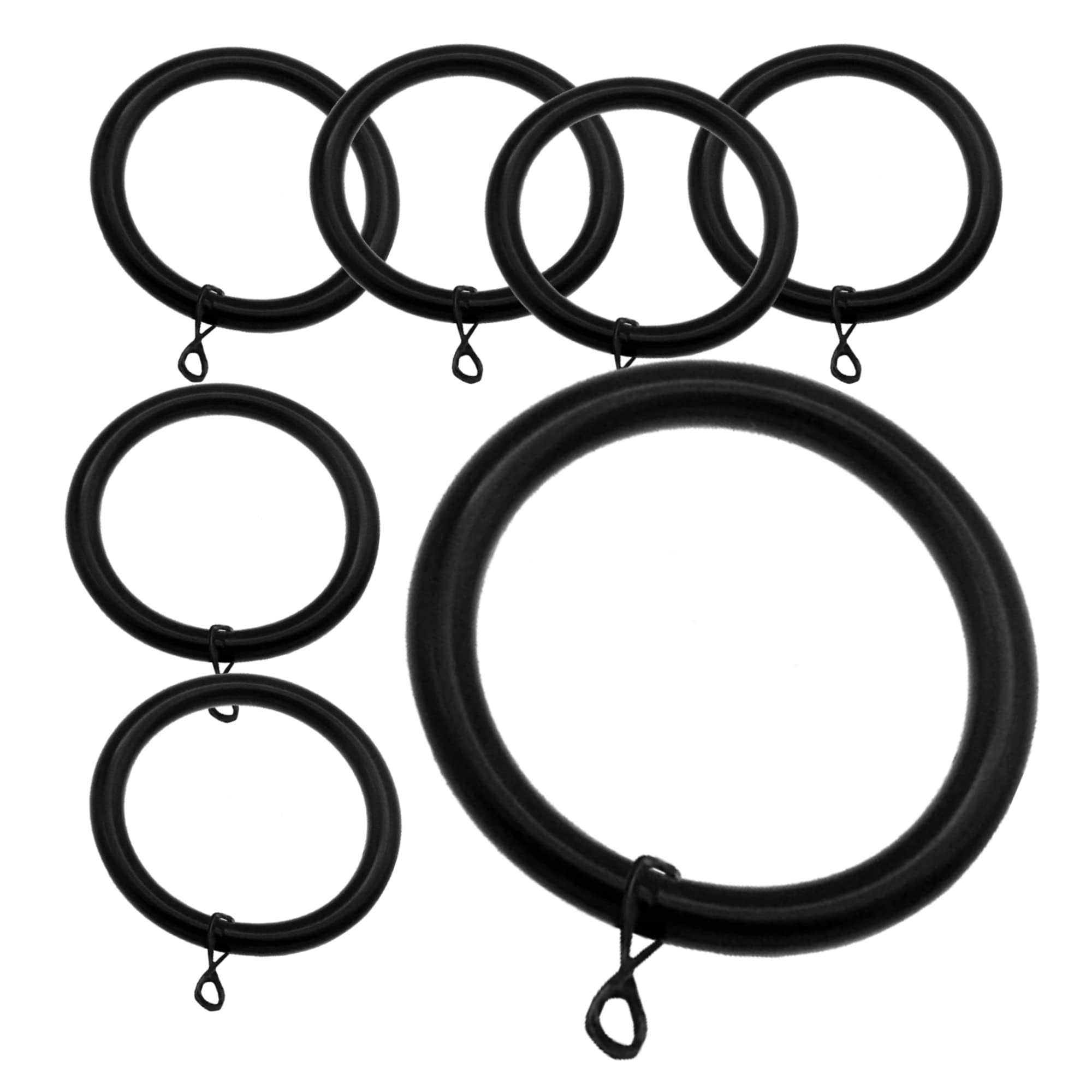 Ketoplastics Black 6 Pack 38Mm Matt Metal Curtain Drapery Pole Rings With Eye, Metal Curtain Rod Ring Metal Curtain Ring - Suitable For Curtain Pole Or Curtain Rod Up To 35Mm Diameter (Black)
