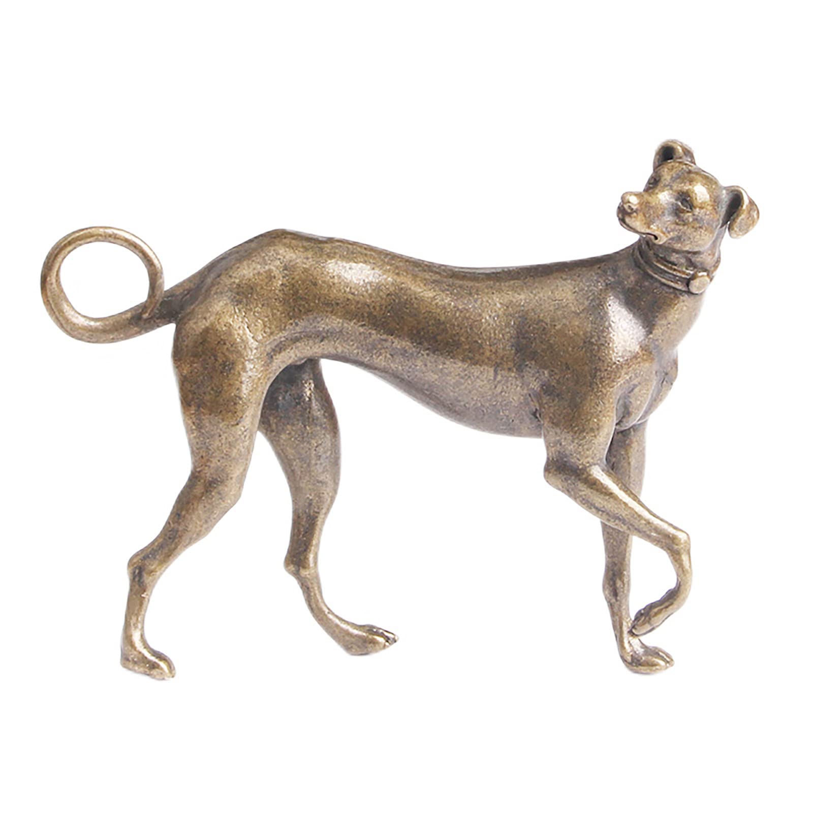 NGDFGR Brass Lucky Hound Statue Desk Ornament, Zodiac Dog Miniatures Figurines Copper Pet Animal Home Decor Crafts Accessories