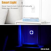 Vista 5 de Paquete de 2 luces nocturnas enchufables regulables, luz nocturna azul, sensor automático de atardecer a amanecer, luz nocturna LED, brillo suave