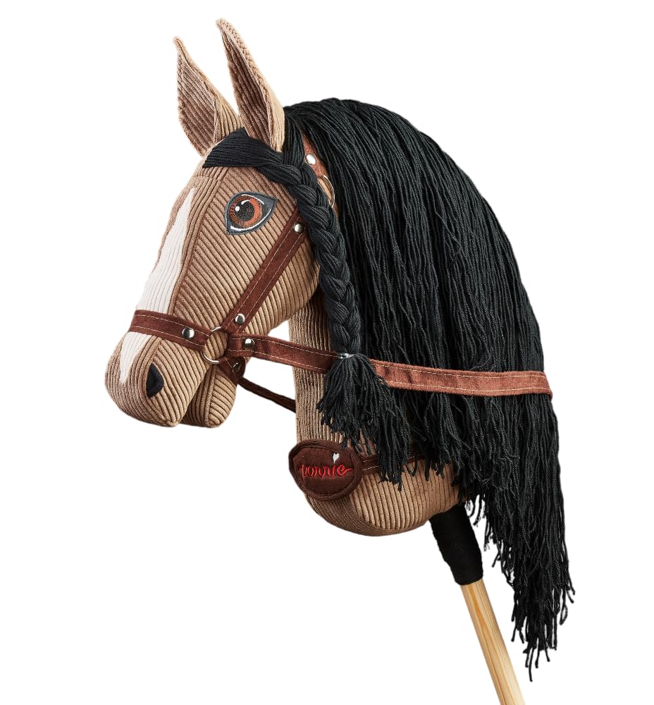 PONNIE Koń na kiju Ponnie Athena A4, hobby Horse, zabawka dla dzieci, z ręcznie malowanymi oczami, wyprodukowany w chronionym warsztacie rozmiar S